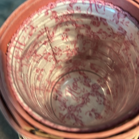 Longaberger Pink and Tan Woven Basket with Hope Charm 4 1/2 by 3 1/4 - Picture 5 of 8